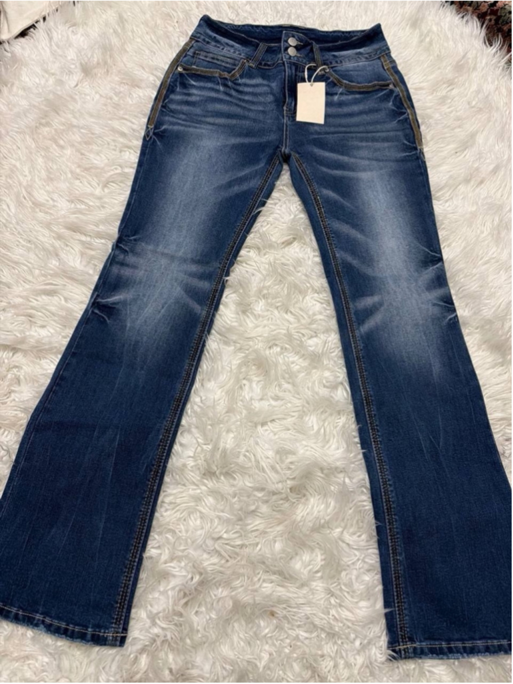 Flamingals double button mid-rise bootcut flare jeans L